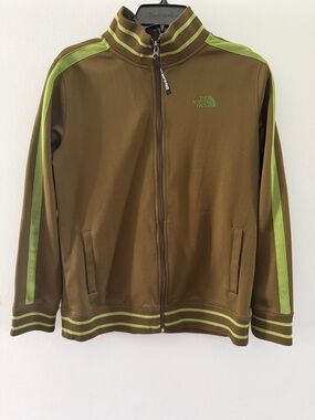 The North Face Brown with Lime Green Stripe Track Jacket